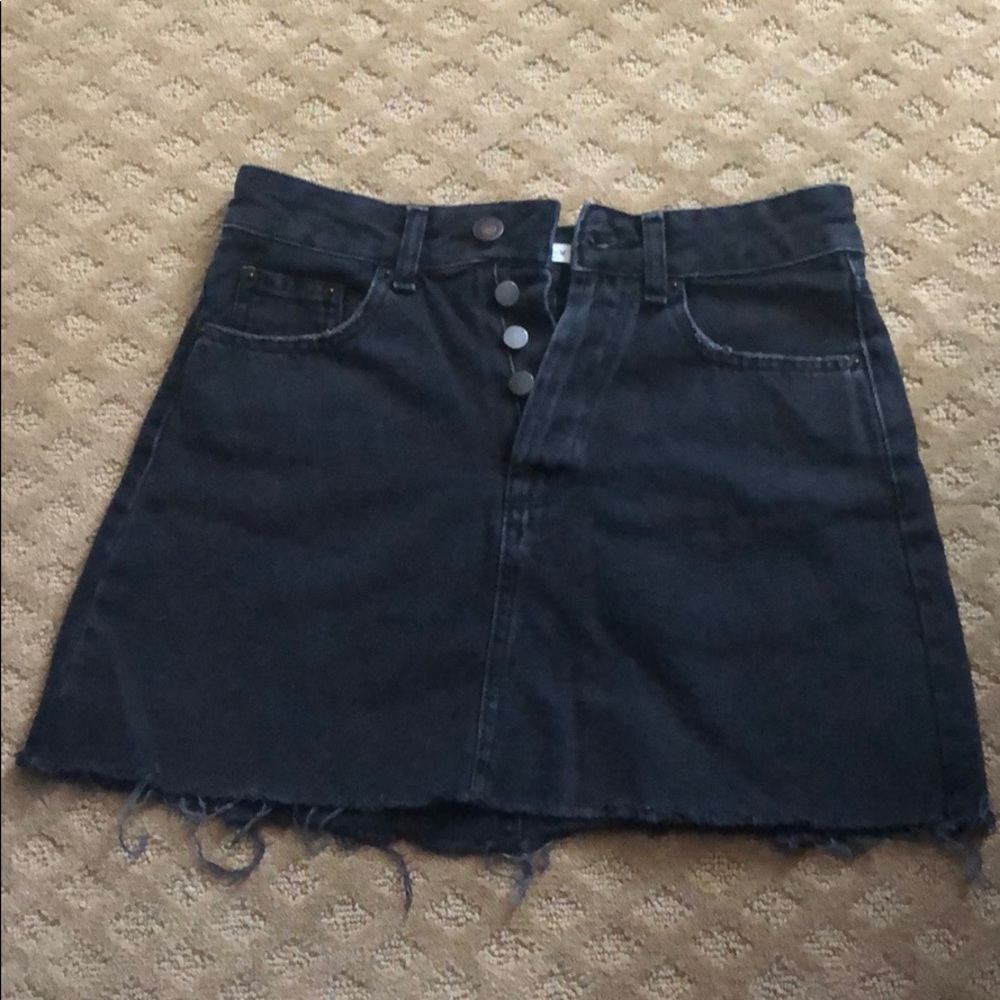 black denim mini skirt